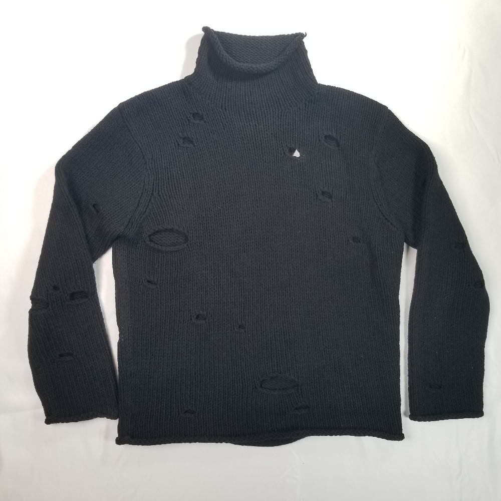 Karl Lagerfeld Distressed Design Men's Sweater Wool Cashmere Blend 2006 Size M